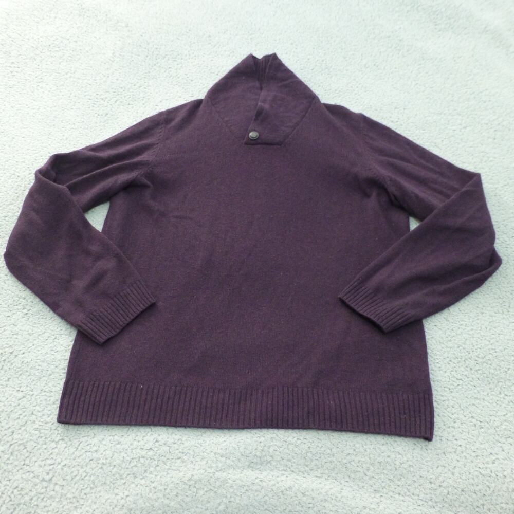 Jos A Bank Sweater Mens XL Purple Collared Merino Wool Blend Knit Pullover